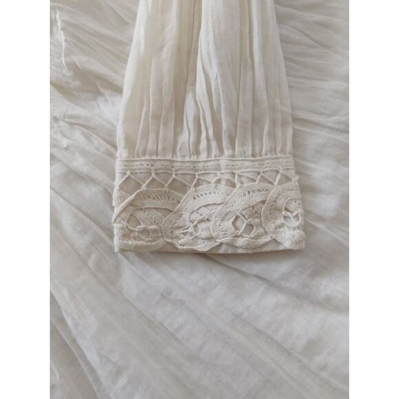 V.A.C. Lace Trim Peasant Blouse Bohemian Long Sleeve Top Cream Color Size XS - Picture 5 of 9